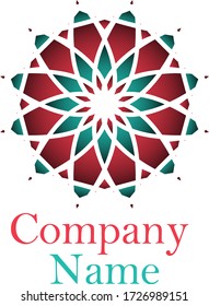 Asian ornamental emblem. Oriental geometric logo template. Vector arabic circular mosaic symbol