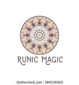 Asian ornamental emblem. Oriental geometric logo template. Vector arabic circular mosaic symbol