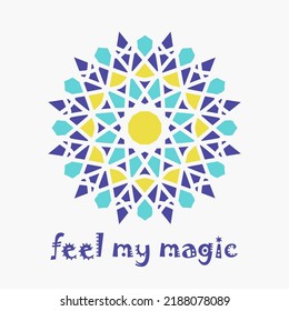 Asian ornamental emblem. Oriental geometric logo template. Vector arabic circular mosaic mandala