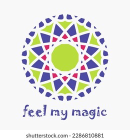 Asian ornamental emblem. Oriental geometric logo template. Vector arabic circular mosaic mandala