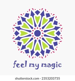 Asian ornamental emblem. Oriental geometric logo template. Vector arabic circular mosaic mandala