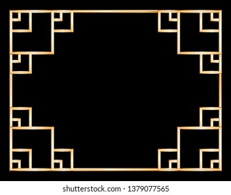 Asian ornamented golden frame on a dark background