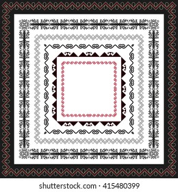 Asian ornaments collection. Frame, workpiece for your design. Historically ornamental of nomadic people. It based on real Kazakh art.