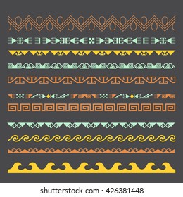 Asian ornaments collection. Seamless frame, workpiece for your design. Historically ornamental of nomadic people. It based on real Kazakh art.