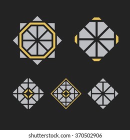 Asian ornaments. Vector arabic geometric symbols set