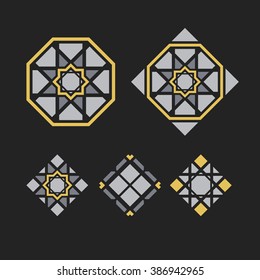 Asian ornaments. Vector arabic geometric symbols set