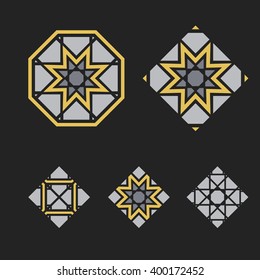 Asian ornaments. Vector arabic geometric symbols set