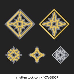Asian ornaments. Vector arabic geometric symbols set