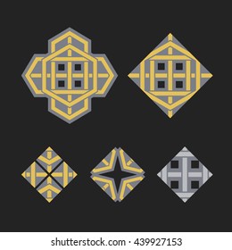 Asian ornaments. Vector arabic geometric symbols set