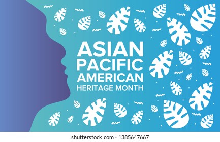 Asian Pacific American Heritage Month. Celebrated in May. It celebrates the culture, traditions, and history of Asian Americans and Pacific Islanders in the United States. Poster, card, banner. Vector