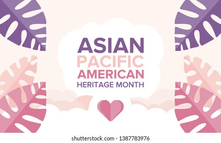 Asian Pacific American Heritage Month. Celebrated in May. It celebrates the culture, traditions, and history of Asian Americans and Pacific Islanders in the United States. Poster, card, banner. Vector