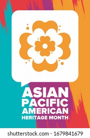 Asian Pacific American Heritage Month. Celebrated in May. It celebrates the culture, traditions and history of Asian Americans and Pacific Islanders in the United States. Poster, card, banner. Vector
