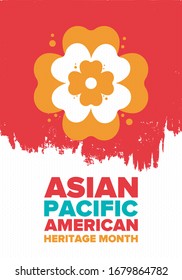 Asian Pacific American Heritage Month. Celebrated in May. It celebrates the culture, traditions and history of Asian Americans and Pacific Islanders in the United States. Poster, card, banner. Vector