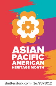 Asian Pacific American Heritage Month. Celebrated in May. It celebrates the culture, traditions and history of Asian Americans and Pacific Islanders in the United States. Poster, card, banner. Vector