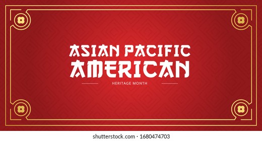 Asian Pacific American Heritage Month vector banner template with red background. Identity and heritage.