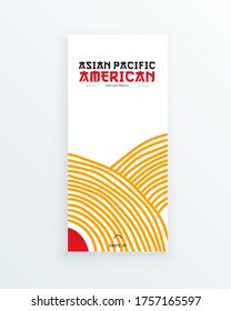 Asian Pacific American Heritage Month vector flyer template with hand drawn red and yellow lines. Identity and heritage. Celebration the contributions of Asian and Pacific Islanders to world culture.