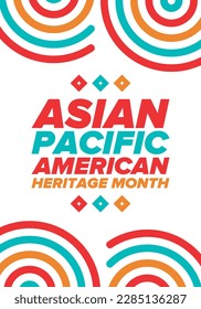 Asiatisch-pazifischer amerikanischer Kulturerbe-Monat. Feiert im Mai. Es würdigt die Kultur, Traditionen und Geschichte der asiatischen Amerikaner und der Pazifikinseln in den Vereinigten Staaten. Poster, Karte, Banner. Vektorgrafik