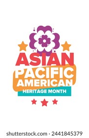 Mes de la Herencia Americana del Pacífico Asiático. Celebrado en mayo. Celebra la cultura, las tradiciones y la historia de los estadounidenses de origen asiático y de los isleños del Pacífico en Estados Unidos. Póster, tarjeta, pancarta. Vector