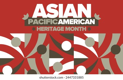 Asian Pacific American Heritage Month in May. Сelebrates the culture, traditions and history of Asian Americans and Pacific Islanders in United States. Vector poster. Illustration with east pattern