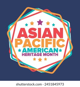 Asian Pacific American Heritage Month. Celebrated in May. It celebrates the culture, traditions and history of Asian Americans and Pacific Islanders in the United States. Poster, card, banner. Vector