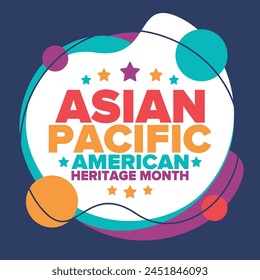 Asian Pacific American Heritage Month. Celebrated in May. It celebrates the culture, traditions and history of Asian Americans and Pacific Islanders in the United States. Poster, card, banner. Vector