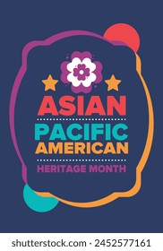 Asian Pacific American Heritage Month. Celebrated in May. It celebrates the culture, traditions and history of Asian Americans and Pacific Islanders in the United States. Poster, card, banner. Vector