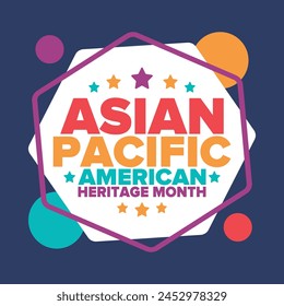 Asian Pacific American Heritage Month. Celebrated in May. It celebrates the culture, traditions and history of Asian Americans and Pacific Islanders in the United States. Poster, card, banner. Vector