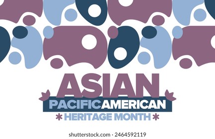 Asian Pacific American Heritage Month in May. Сelebrates the culture, traditions and history of Asian Americans and Pacific Islanders in United States. Vector poster. Illustration with east pattern