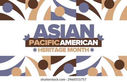 Asian Pacific American Heritage Month in May. Сelebrates the culture, traditions and history of Asian Americans and Pacific Islanders in United States. Vector poster. Illustration with east pattern