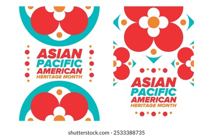 Asian Pacific American Heritage Month. Celebrated in May. It celebrates the culture, traditions and history of Asian Americans and Pacific Islanders in the United States. Poster, card, banner. Vector