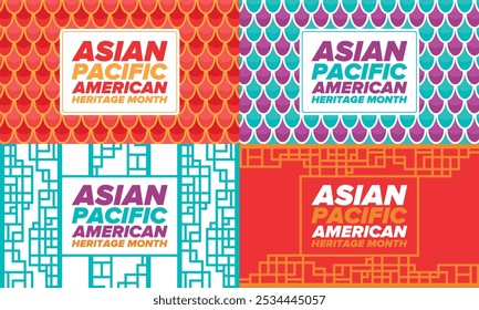 Asian Pacific American Heritage Month. Celebrated in May. It celebrates the culture, traditions and history of Asian Americans and Pacific Islanders in the United States. Poster, card, banner. Vector