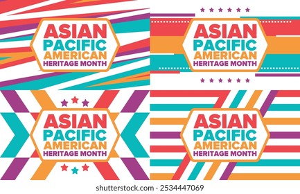 Asian Pacific American Heritage Month. Celebrated in May. It celebrates the culture, traditions and history of Asian Americans and Pacific Islanders in the United States. Poster, card, banner. Vector