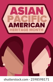 Asian Pacific American Heritage Month. Celebrated in May. It celebrates the culture, traditions and history of Asian Americans and Pacific Islanders in the United States. Poster, card, banner. Vector