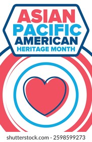 Asian Pacific American Heritage Month. Celebrated in May. It celebrates the culture, traditions and history of Asian Americans and Pacific Islanders in the United States. Poster, card, banner. Vector