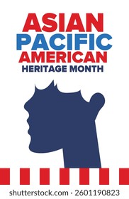Asian Pacific American Heritage Month. Celebrated in May. It celebrates the culture, traditions and history of Asian Americans and Pacific Islanders in the United States. Poster, card, banner. Vector
