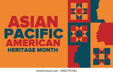 Asian Pacific American Heritage Month. Celebrated in May. It celebrates the culture, traditions and history of Asian Americans and Pacific Islanders in the United States. Poster, card, banner. Vector
