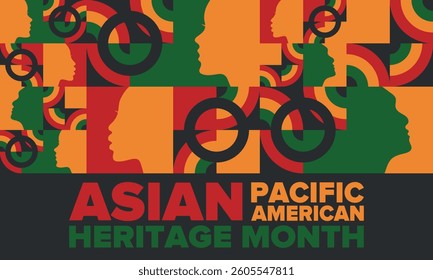 Asian Pacific American Heritage Month. Celebrated in May. It celebrates the culture, traditions and history of Asian Americans and Pacific Islanders in the United States. Poster, card, banner. Vector