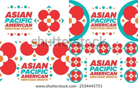 Asian Pacific American Heritage Month. Celebrated in May. It celebrates the culture, traditions and history of Asian Americans and Pacific Islanders in the United States. Poster, card, banner. Vector