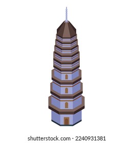 Asian pagoda icon isometric vector. Chinese building. City temple