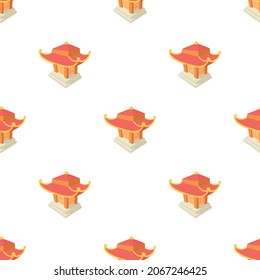 Patrón de pagoda asiático textura de fondo transparente repetición de papel tapiz vector geométrico