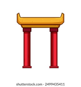 asian pagoda roof cartoon. door style, spring palace, tokyo fuji asian pagoda roof sign. isolated symbol vector illustration