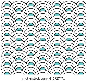 Asian pattern. Black and green ocean china background. Vector illustration.