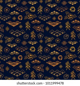 Asian pattern. Kabuki. Japanese doodles. Kabuki theatre elements. Kimono. Asia culture symbols. Oriental ornament. Chinese sketch. Fashion. China. Japan. Singapore. Korea. Vietnam. Fabric design.