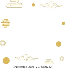 Asian patterns and clouds, flat vector