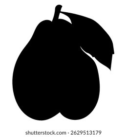 asian pear fruit vector black silhouette illustration isolated on white background