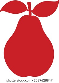 Asian Pear Red Silhouette Vector Illustration – Fruit Outline for Design