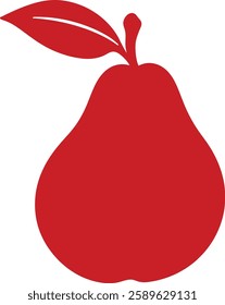 Asian Pear Red Silhouette Vector Illustration – Fruit Outline for Design