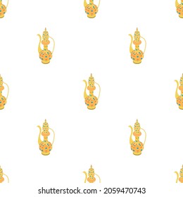 Asian pitcher pattern seamless background texture repeat wallpaper geometric vector