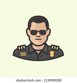 Asian police officer man with sunglasses