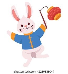 asian rabbit with lantern character